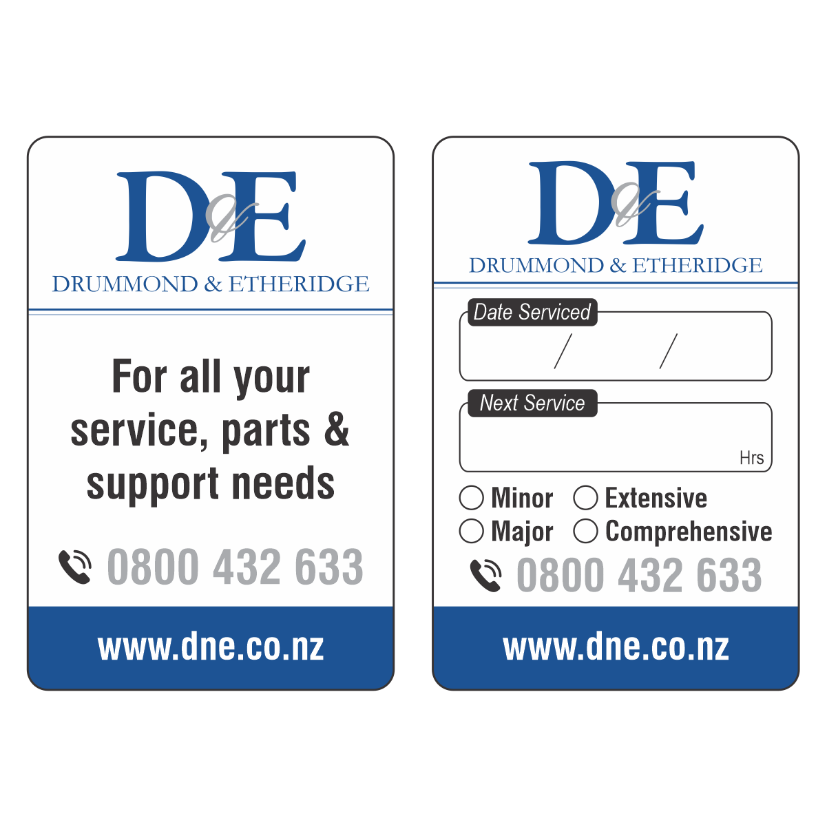 D&E - Synthetic Tractor Service Labels 45x68mm