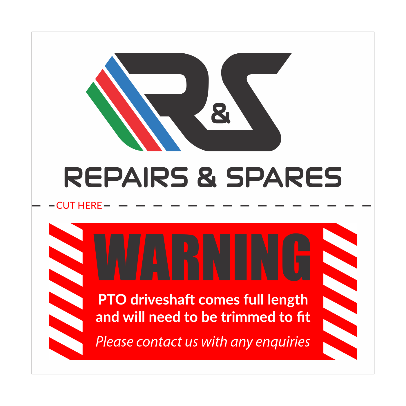 R&S - PTO Warning, Vinyl, 100x100mm
