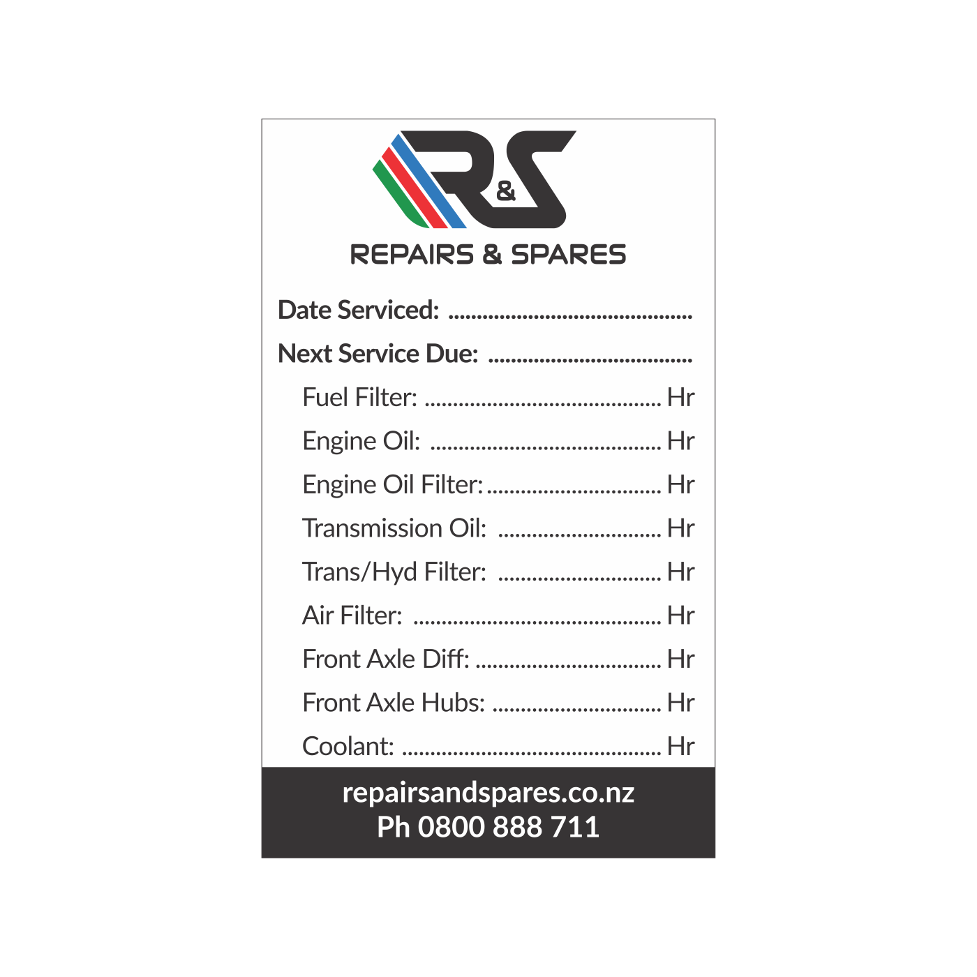 R&S - Synthetic Service Sticker 90x55mm