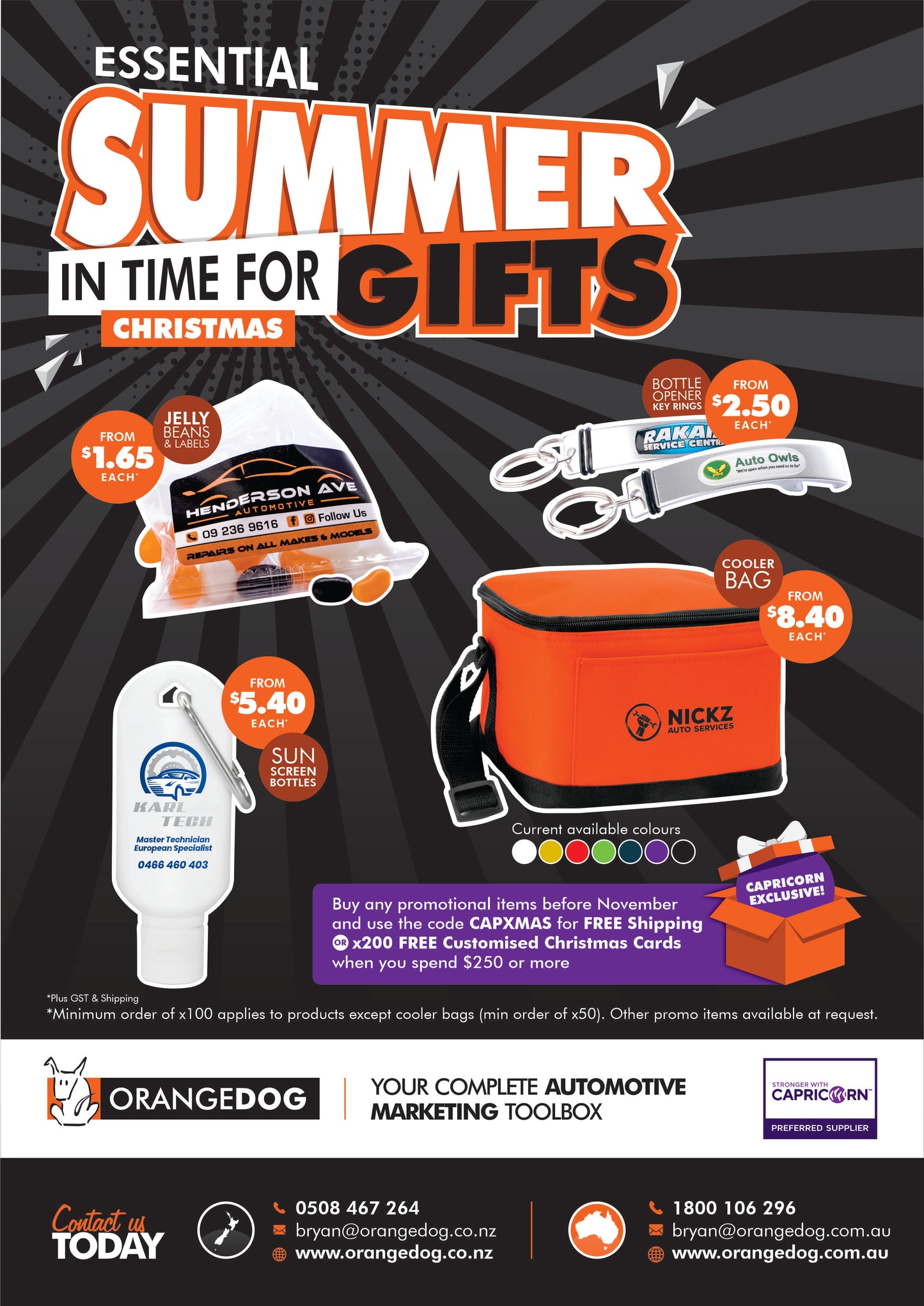 Essential summer gifts in time for Christmas. Jelly beans, cooler bags, and more.