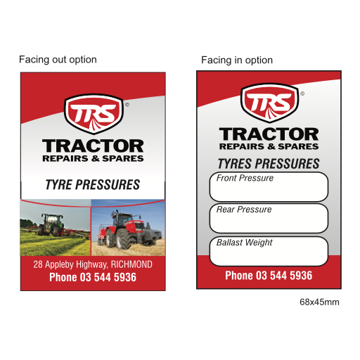 TRS - Tyre Pressure Label 68x45mm Synthetic