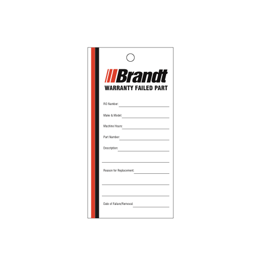 zBrandt - Warranty Failed Tag Synthetic 150x80mm , Hole Punched