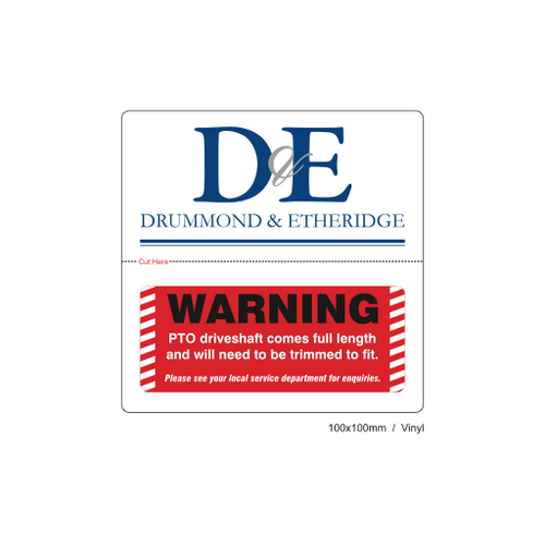 D&E - PTO Warning Labels Vinyl 100x100mm
