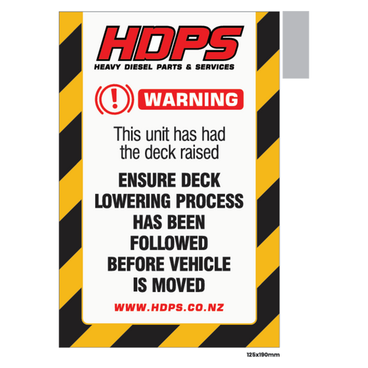 HDPS - Warning Deck Raised (taped) 125x190mm