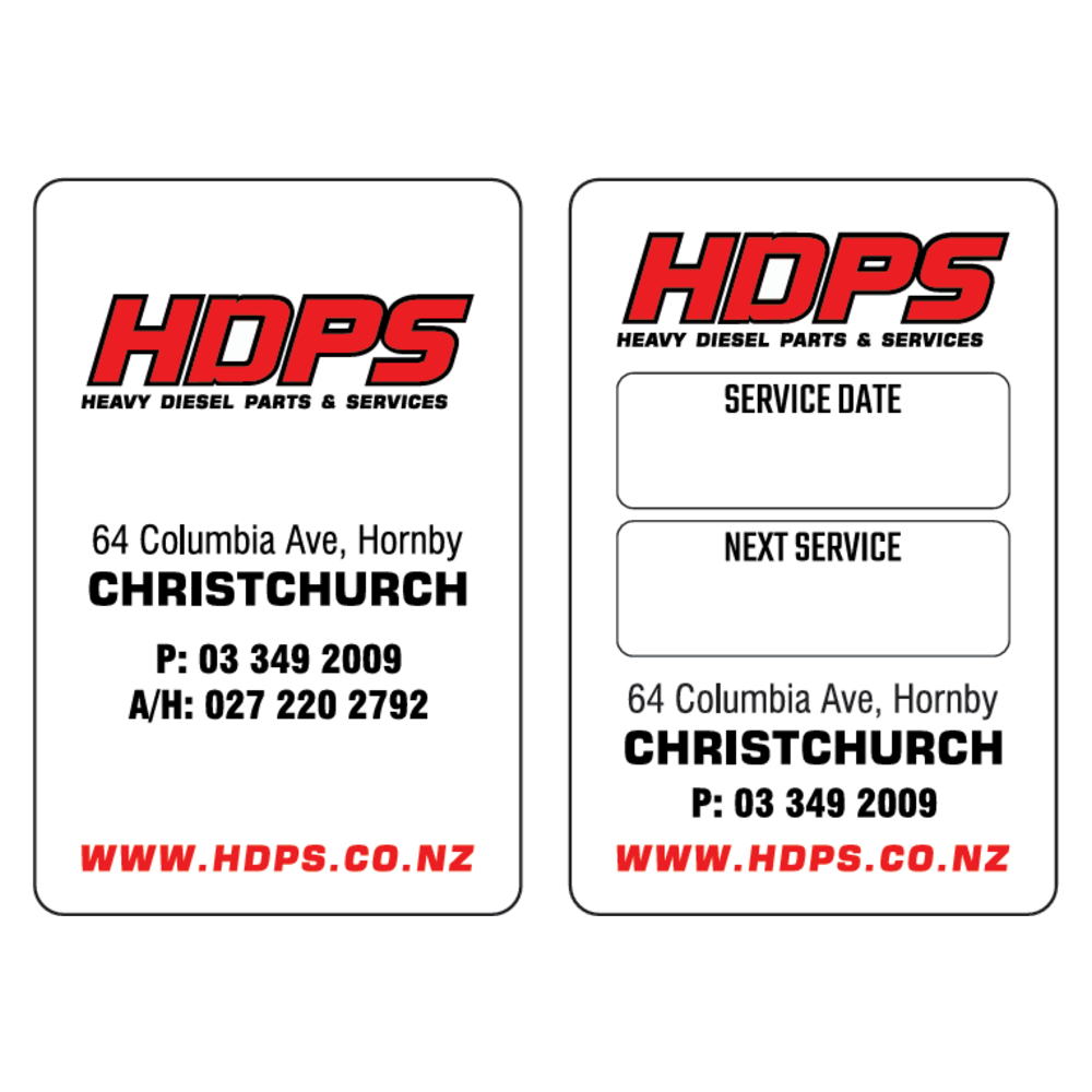 HDPS - Light Vehicle service sticker 45x68mm ChCh