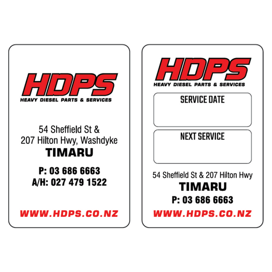 HDPS - Light Vehicle service sticker 45x68mm Timaru