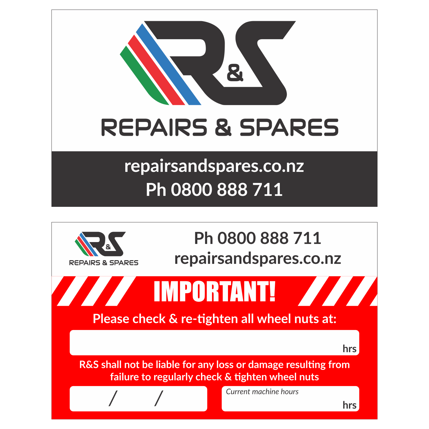 R&S - Wheel Nut Sticker 90x55. Paper Base